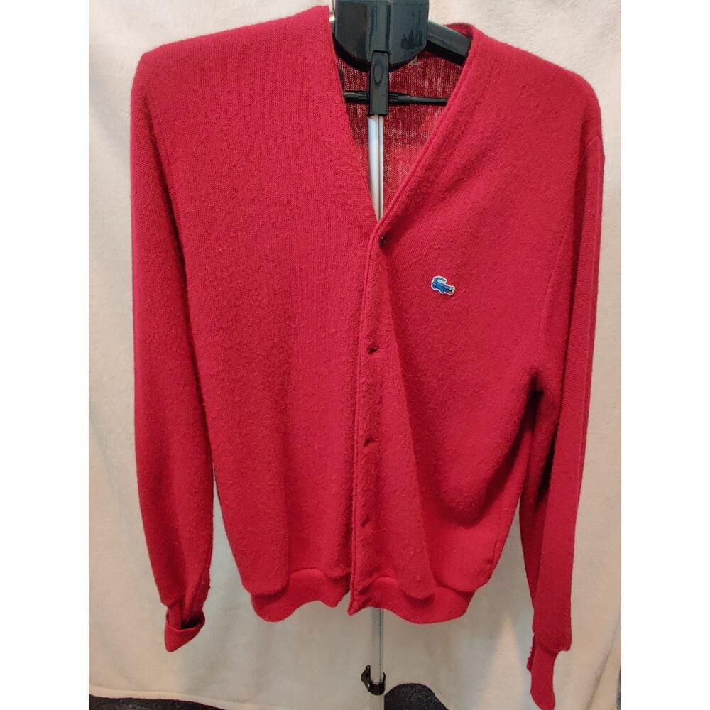 Vintage Izod Cardigan Sweater Women's Size Large V Neck Made in USA Lacoste